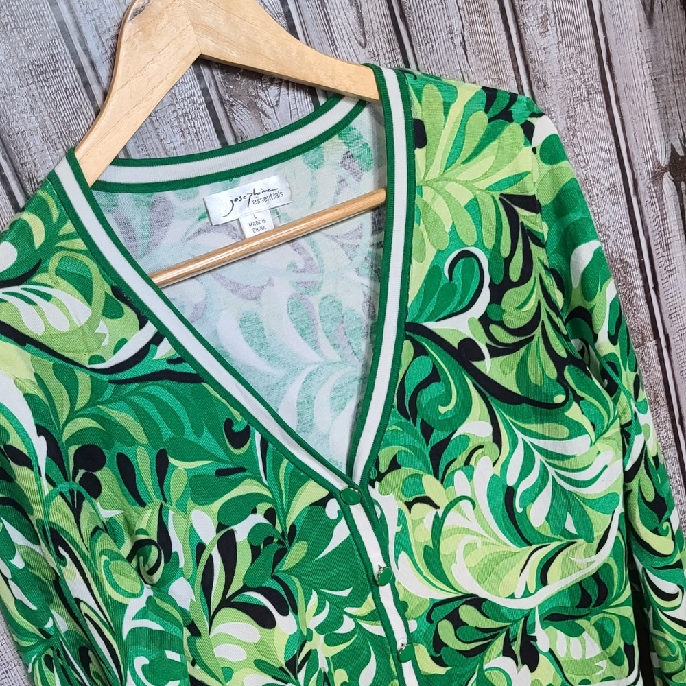 Josephine Essentials Bold Green Silk Cardigan L
